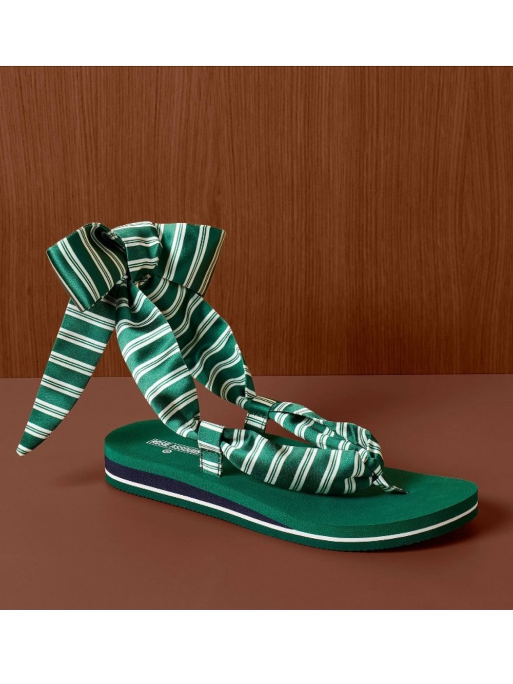 NWT Rosie Assoulin x Target Green Striped Tie Ribbon Wrap Sandal Size 6